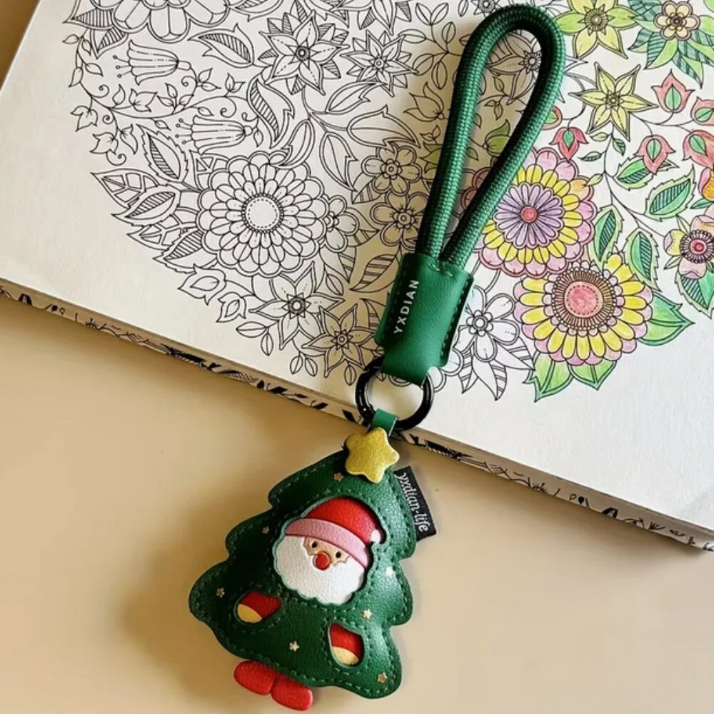Cute Santa Claus Christmas tree purse charm keychain - Picture 5 of 8